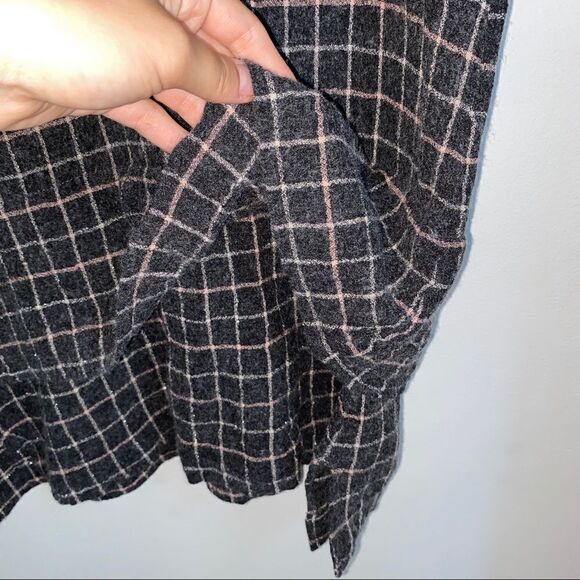 ZARA Grey Pink White Plaid Window Boxy Fit High-low Pain Print Top Size XS - Picture 4 of 12